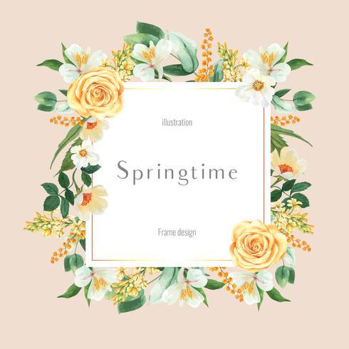 Springtime Floral Frame  Invitation  vector