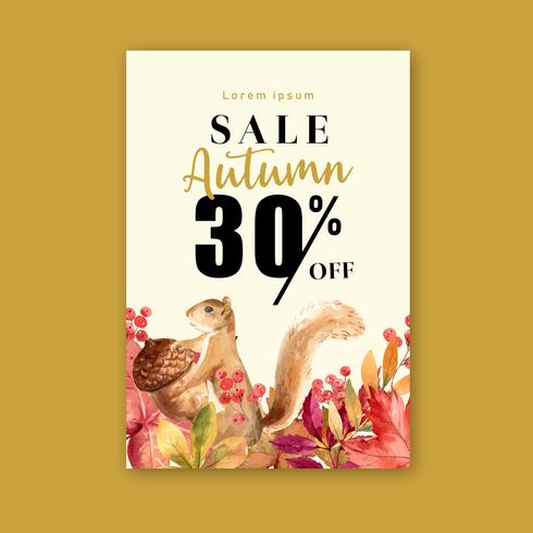 Autumn Sale Frame In Watercolor vector