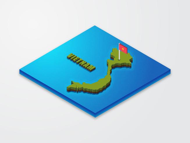 3D Isometric Map Of Vietnam vector