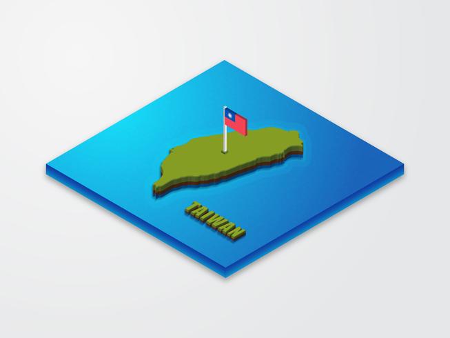 3D Isometric Map Of Taiwan vector