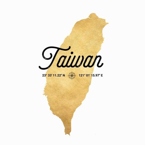 Vector Gold Silhouette Map Of Taiwan