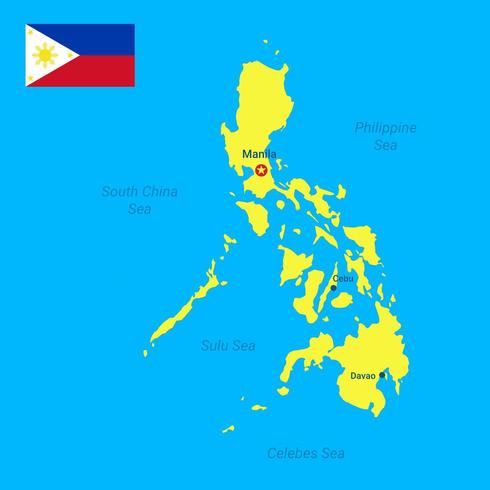 Map Of The Philippines And Flag Vector