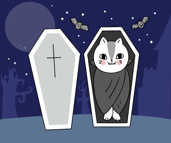 Halloween, vampiros gato vector