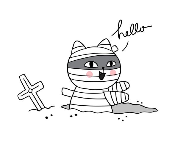 Halloween, Cat mummy  vector