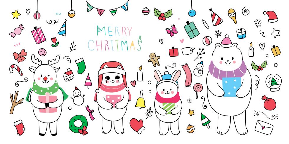 animals and element Christmas  vector