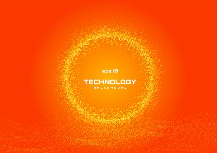 Abstract yellow glowing circle on orange background vector