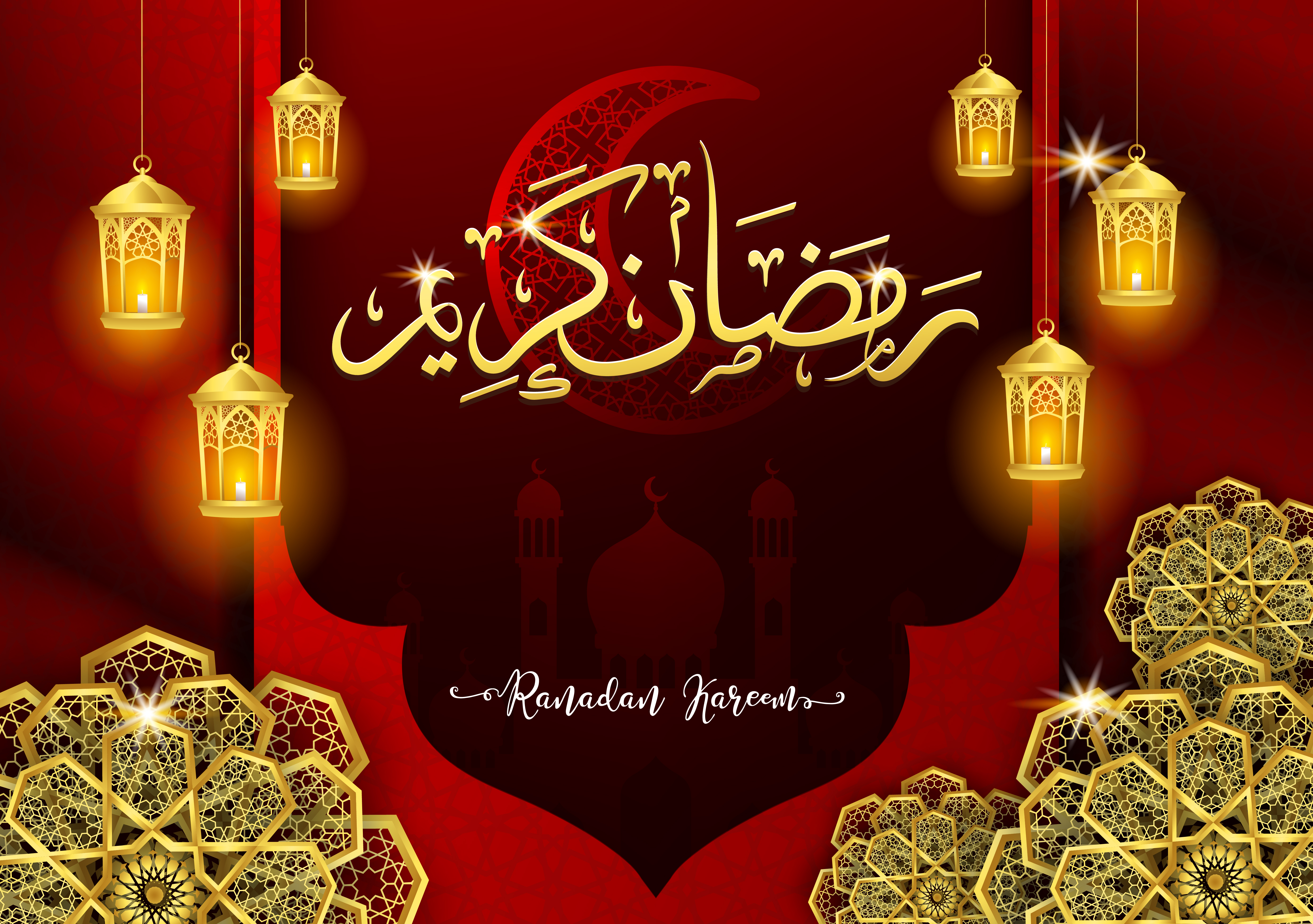 Ramadan Kareem arabic calligraphy greeting card 671452 Vector Art at