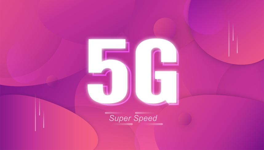 Nueva velocidad 5G de diseño de Internet en un fondo fluido vector