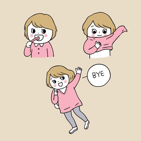 Cartoon cute back to school girl vector