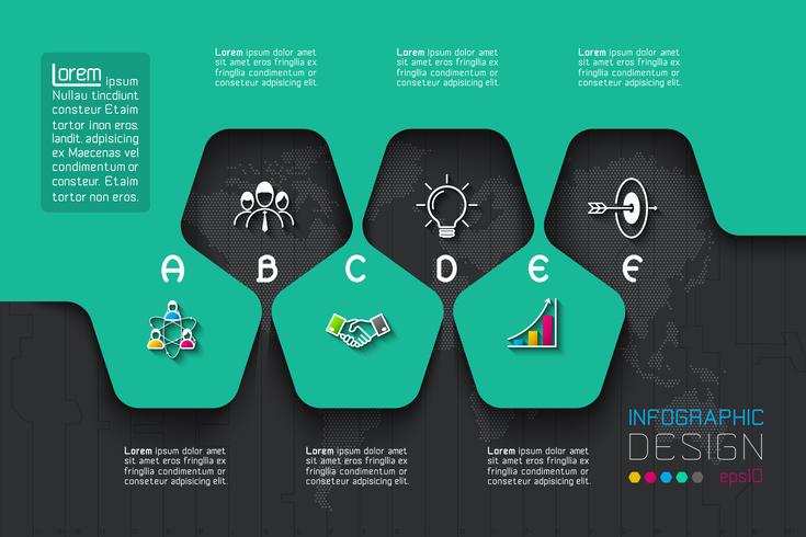 Infografía empresarial con opciones de A a E vector