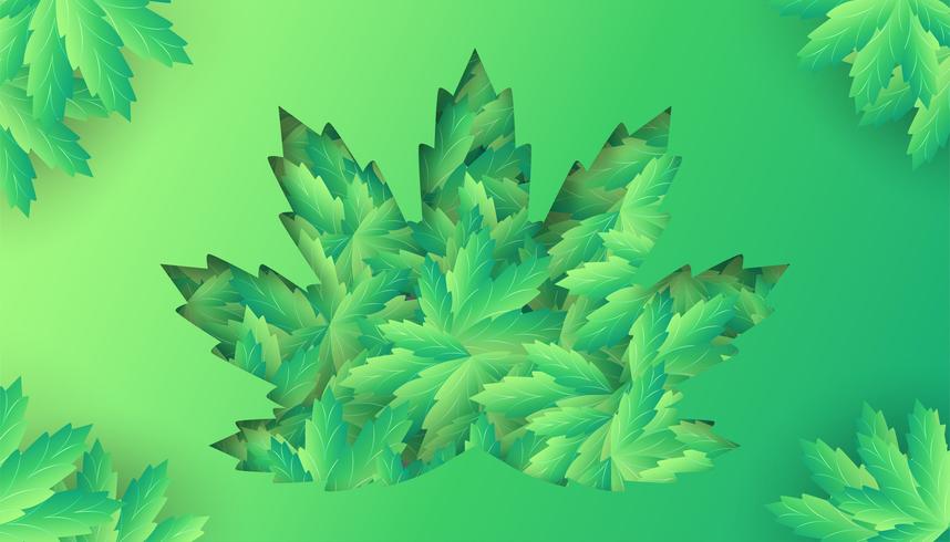 Cannabis leaves in leaf cutout vector