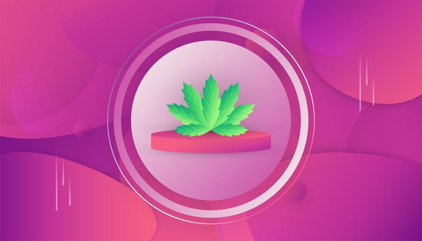 Elemento de hoja de cannabis en estilo degradado fluido vector