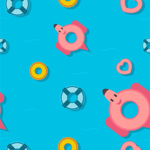 Pattern design for summer season with different pool floats. Top view.