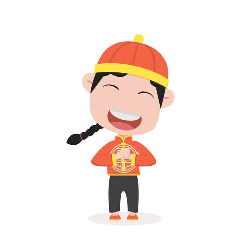 Chinese children holding  sign vector
