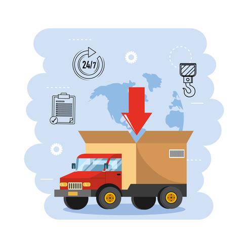 Truck transportation with service symbols  vector