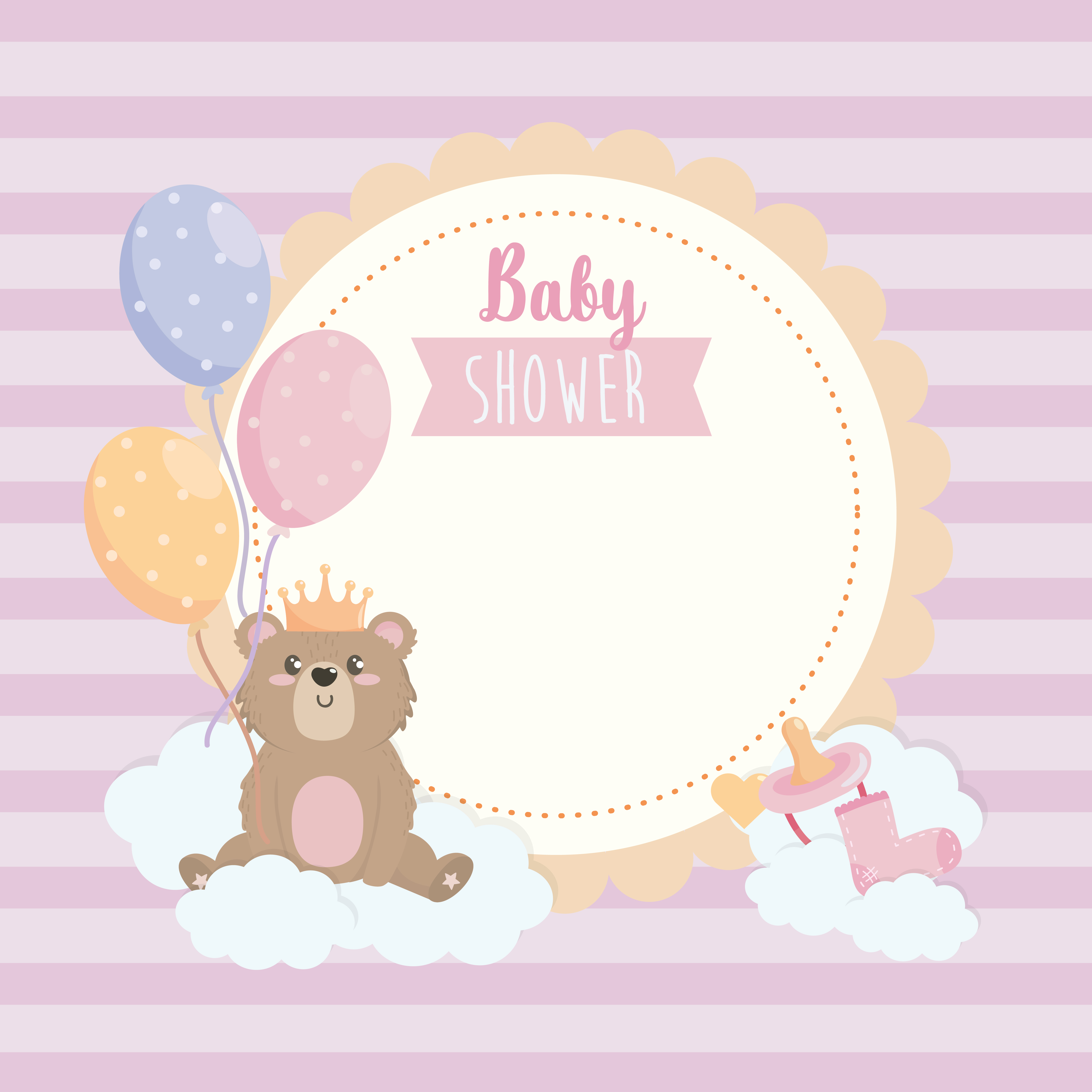 Etiqueta De Baby Shower Con Osito En La Nube 671709 Vector En Vecteezy