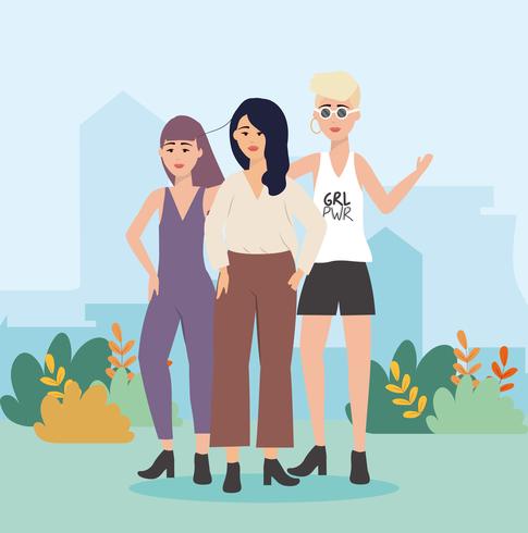 Young modern women in casual clothes  vector