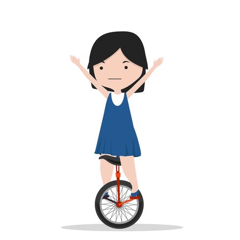 small girl riding a unicycle vector