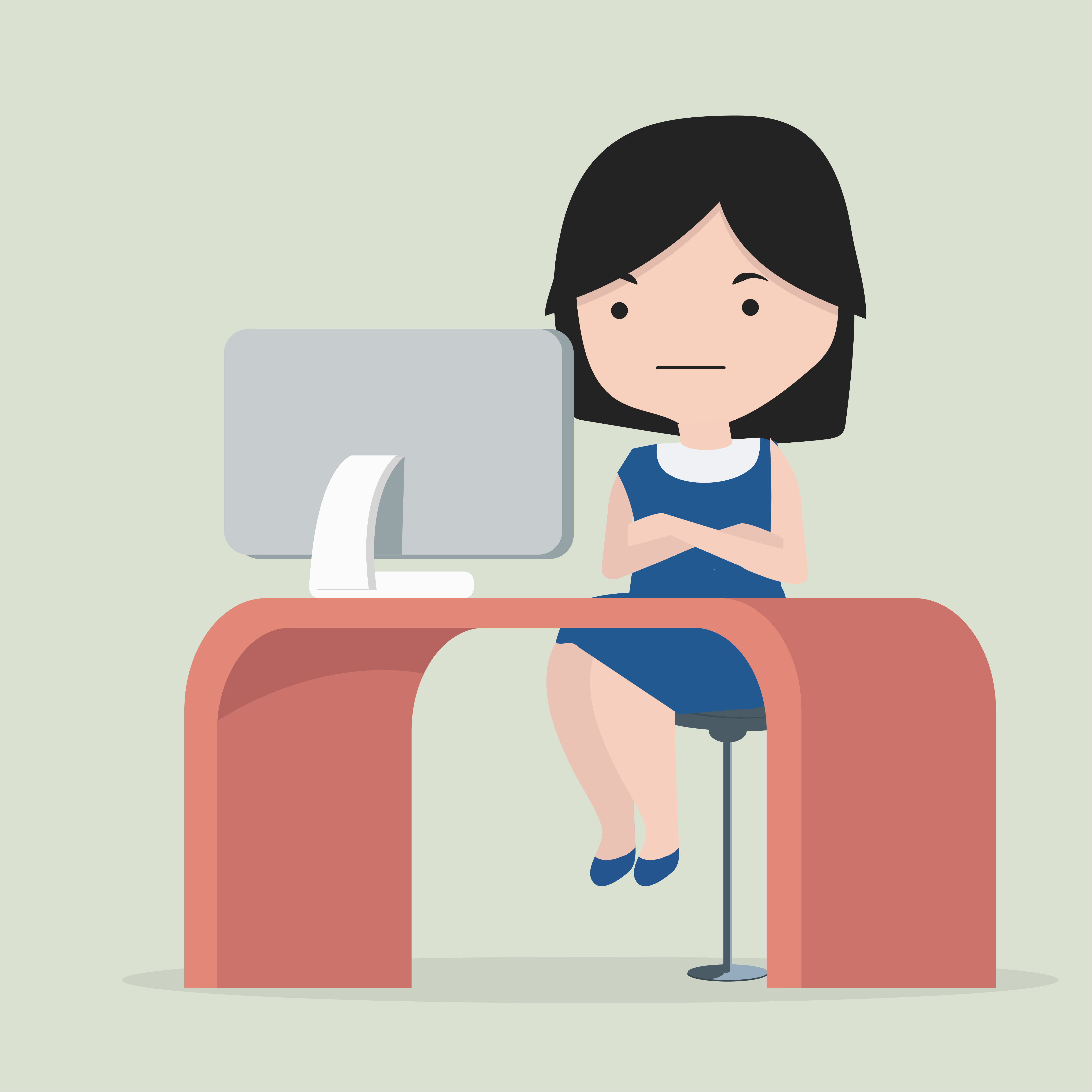 Woman Sitting In Workplace Download Free Vectors Clipart