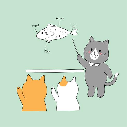 teacher and students cat  vector