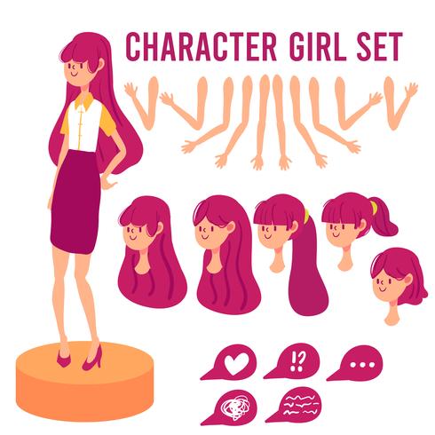 Character girl set vector