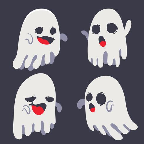 spooky ghost halloween emotion set vector