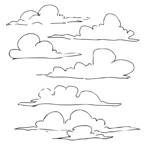 conjunto de lineart handrawn de nubes vector