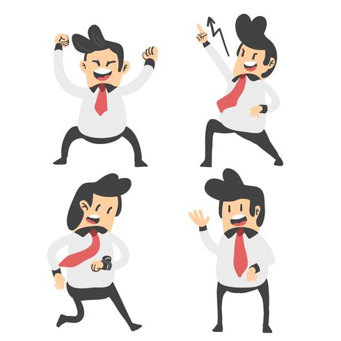 business man action set vector