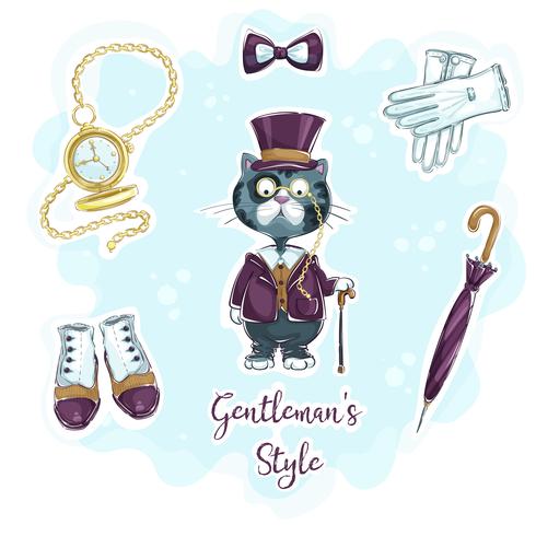 Cat in gentleman's style  vector