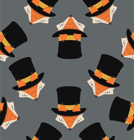 fox head with hat pattern vector