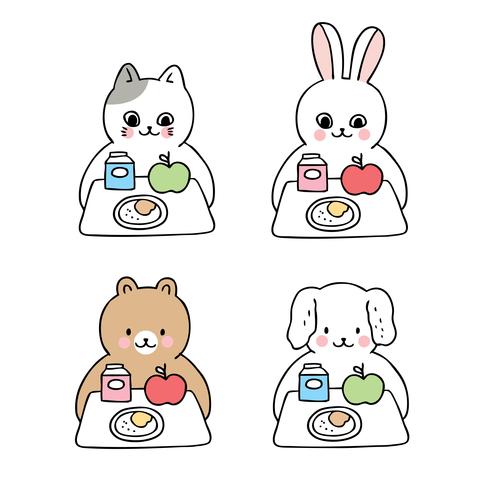 animals at lunch time  vector