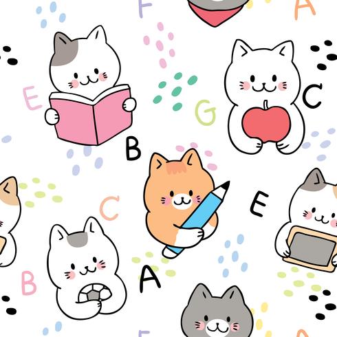 back to school animals seamless pattern  vector