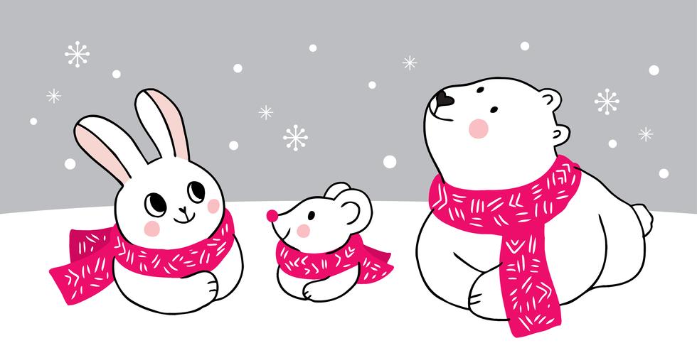 Rabbit and mouse and Polar bear  vector