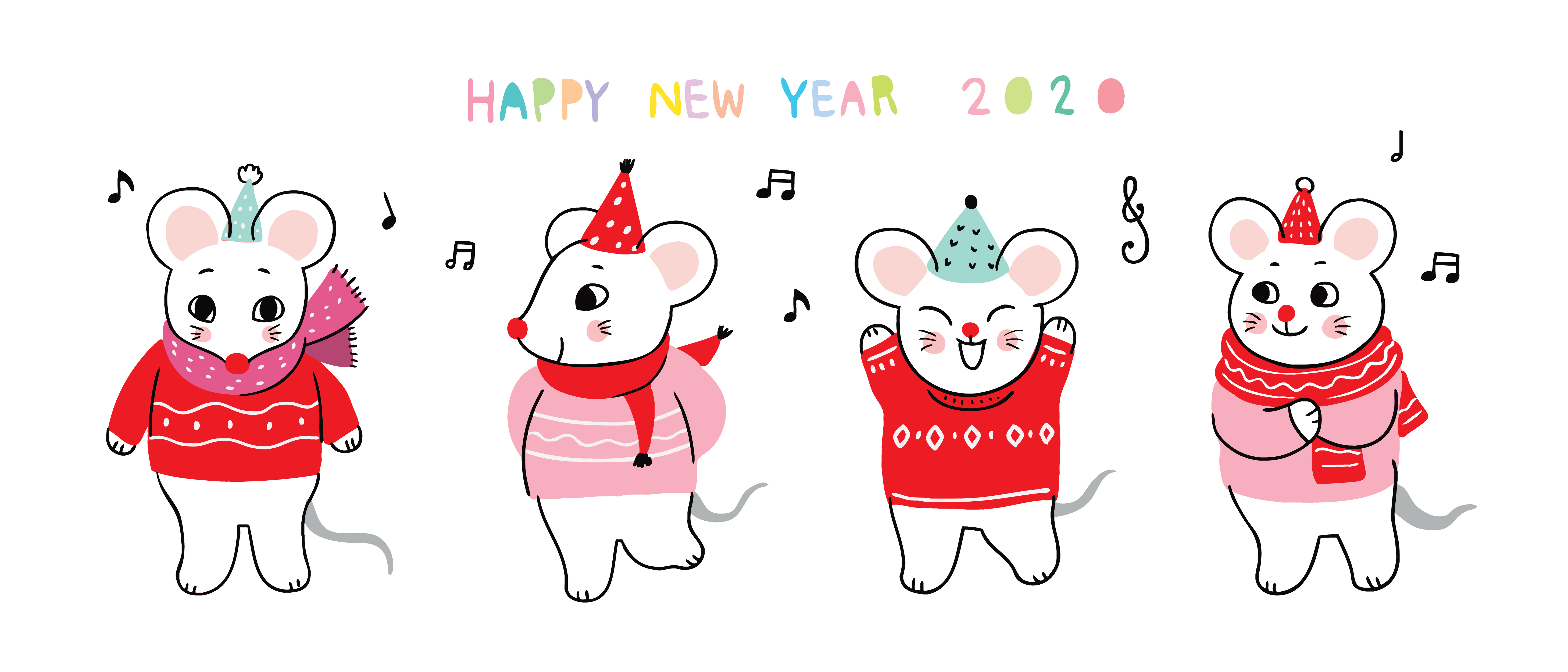 new year 2020 mouse dancing - Download Free Vectors, Clipart Graphics & Vector Art