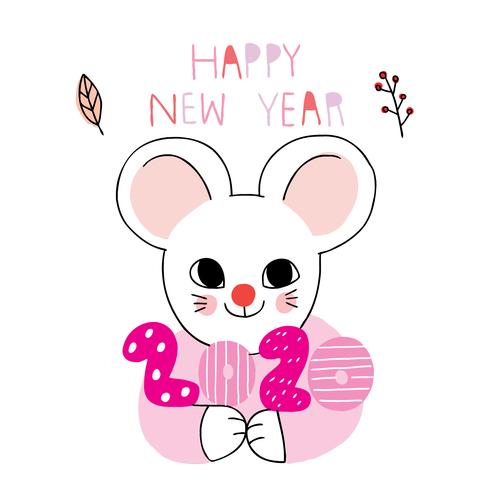  new year 2020 mouse vector