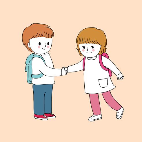 boy and student girl greeting  vector