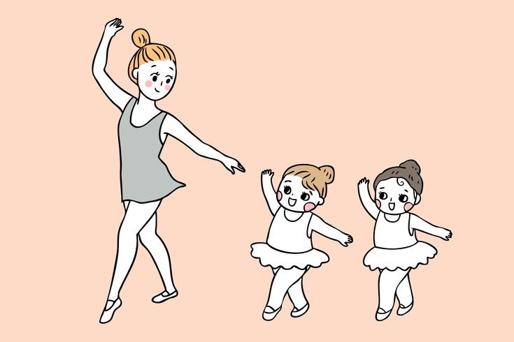  back to school teacher and students in ballet class  vector