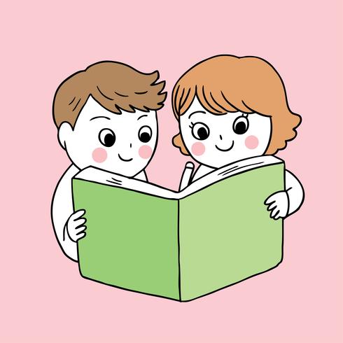 back to school boy and girl reading book vector