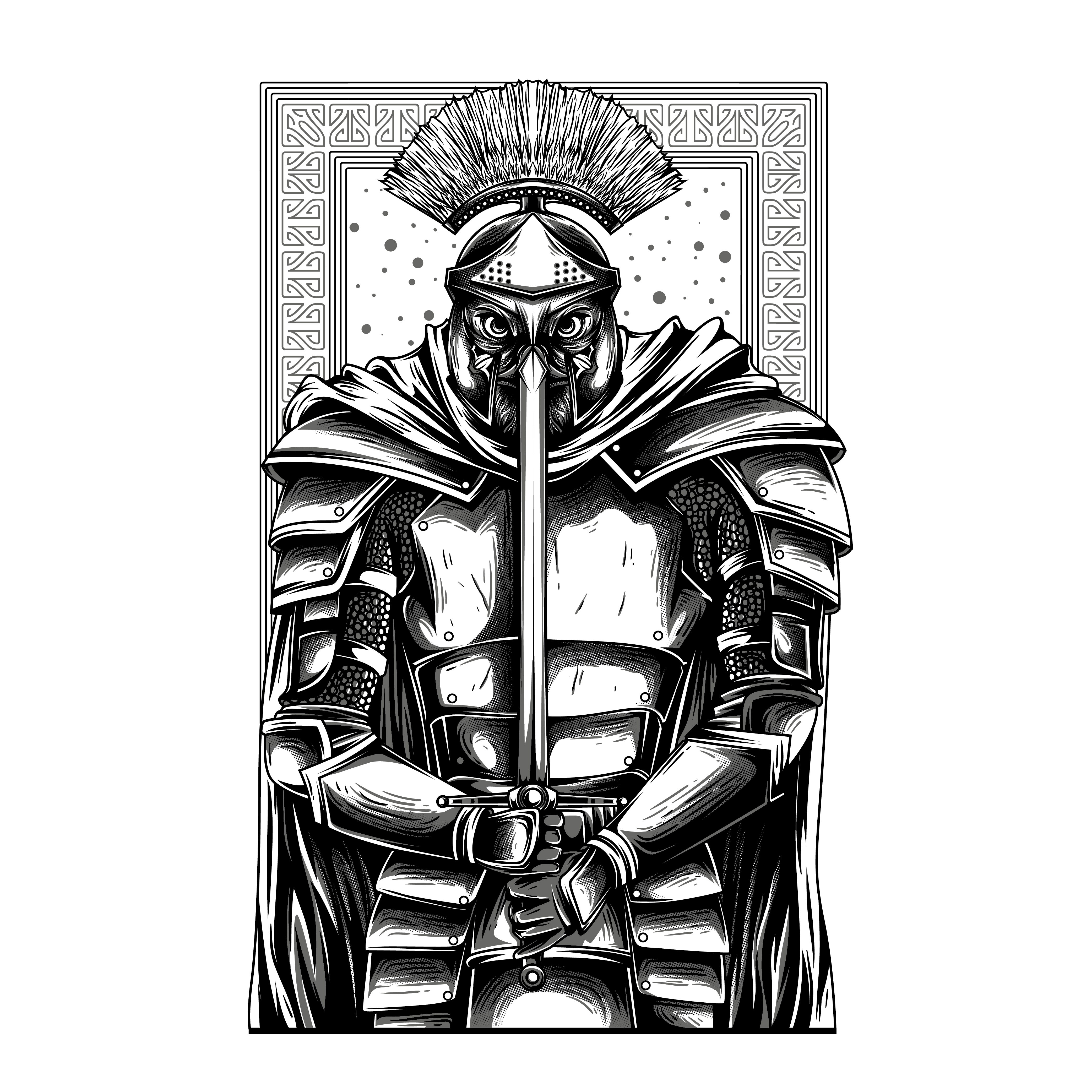 spartan black and white illustration tshirt design - Download Free