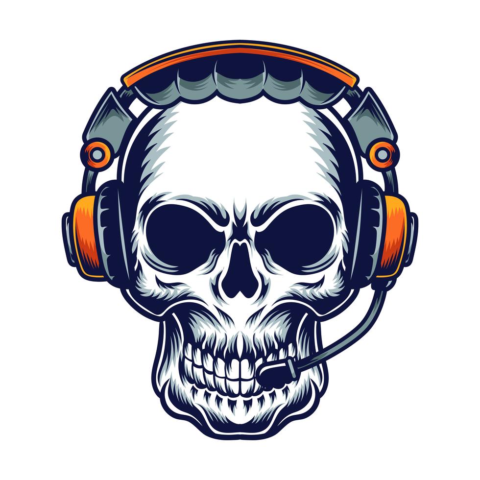 skull using headphone vector illustration tshirt design Download Free