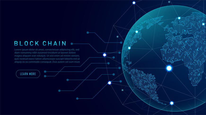 Blockchain technology with global connection concept ...