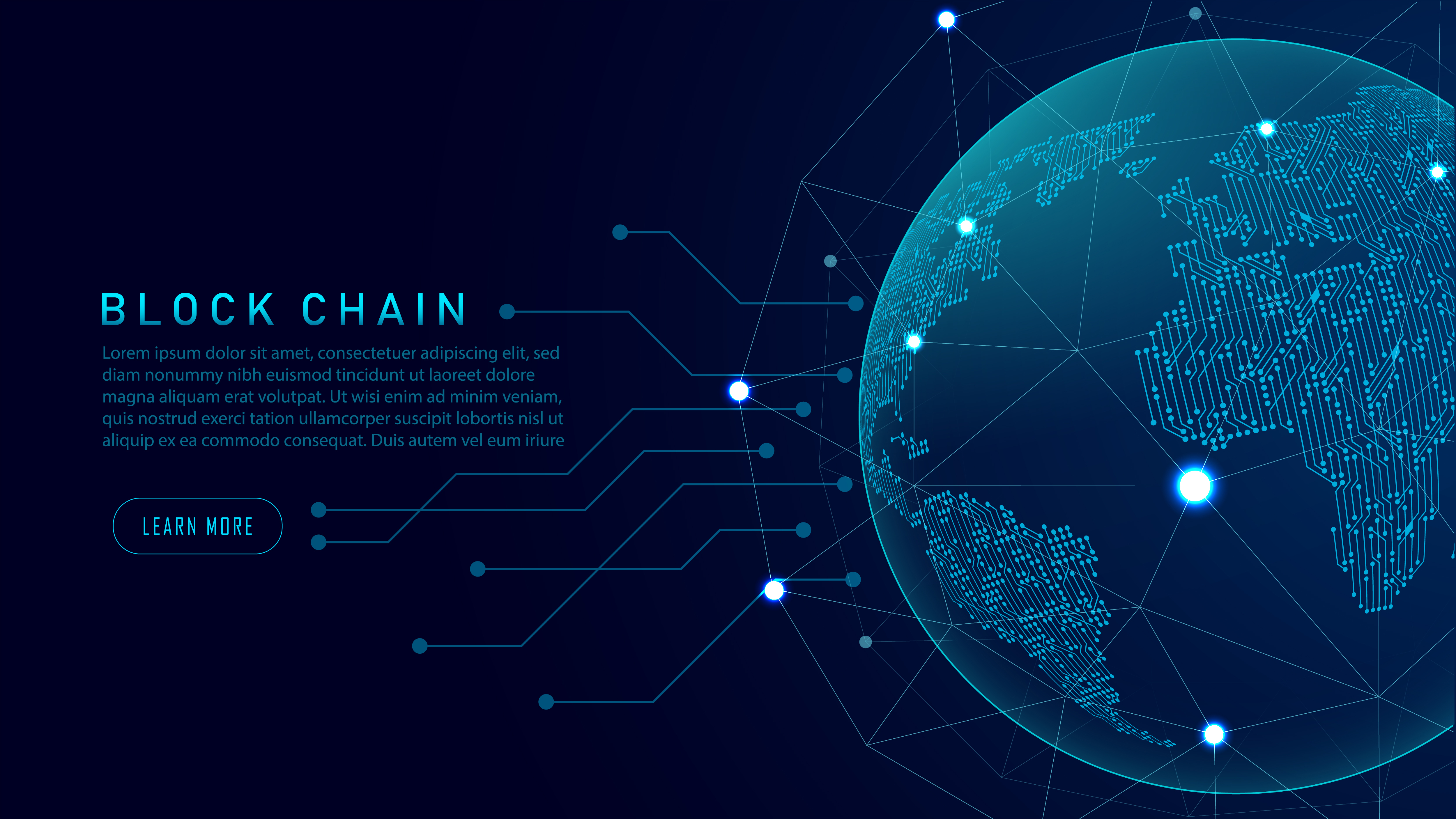 Blockchain technology with global connection concept ...