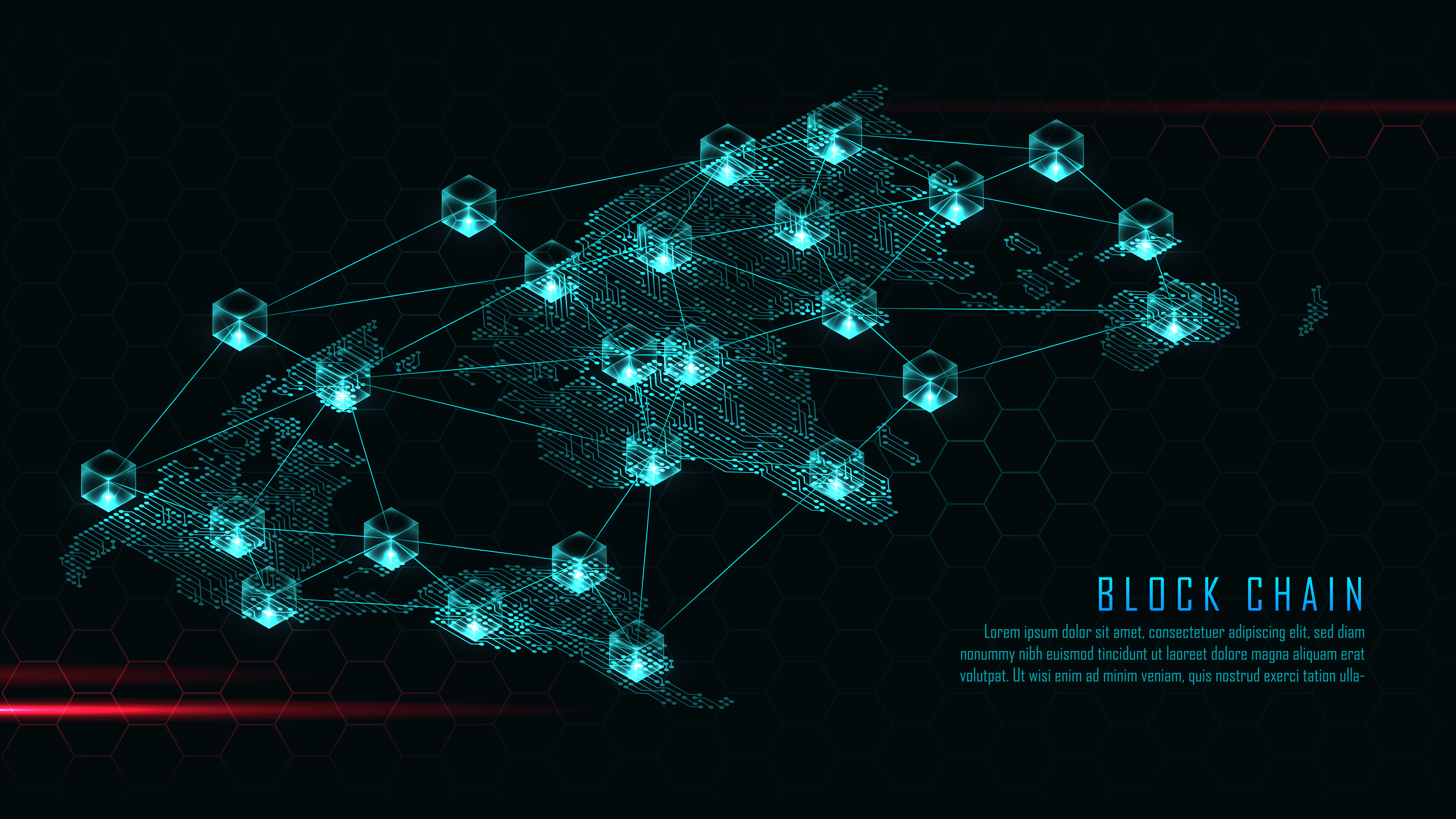 Blockchain with global connection concept - Download Free Vectors
