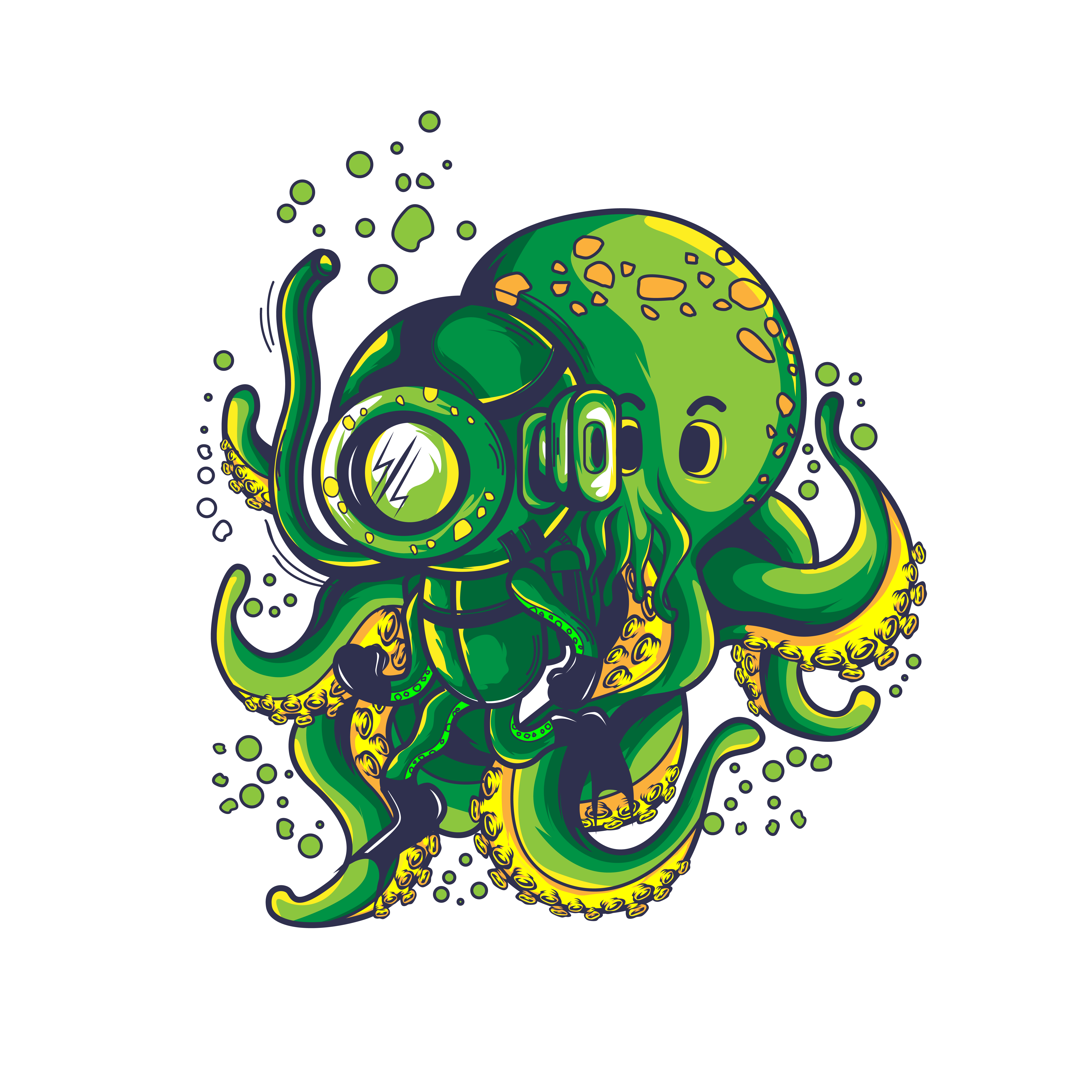 green octopus vector illustration tshirt design - Download Free Vectors