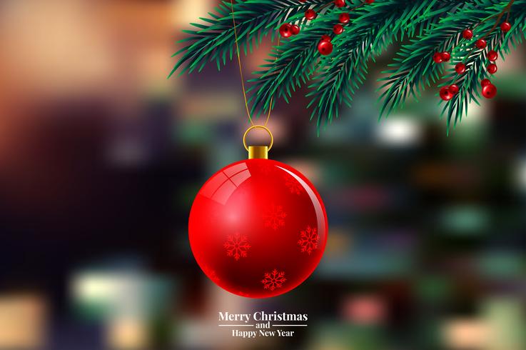 Christmas tree branches with ornament  vector