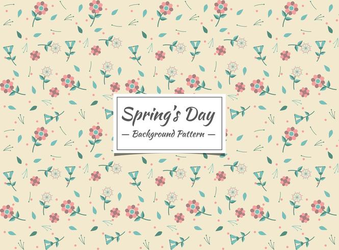 Spring seamless pattern with geometric flowers and leaves  vector