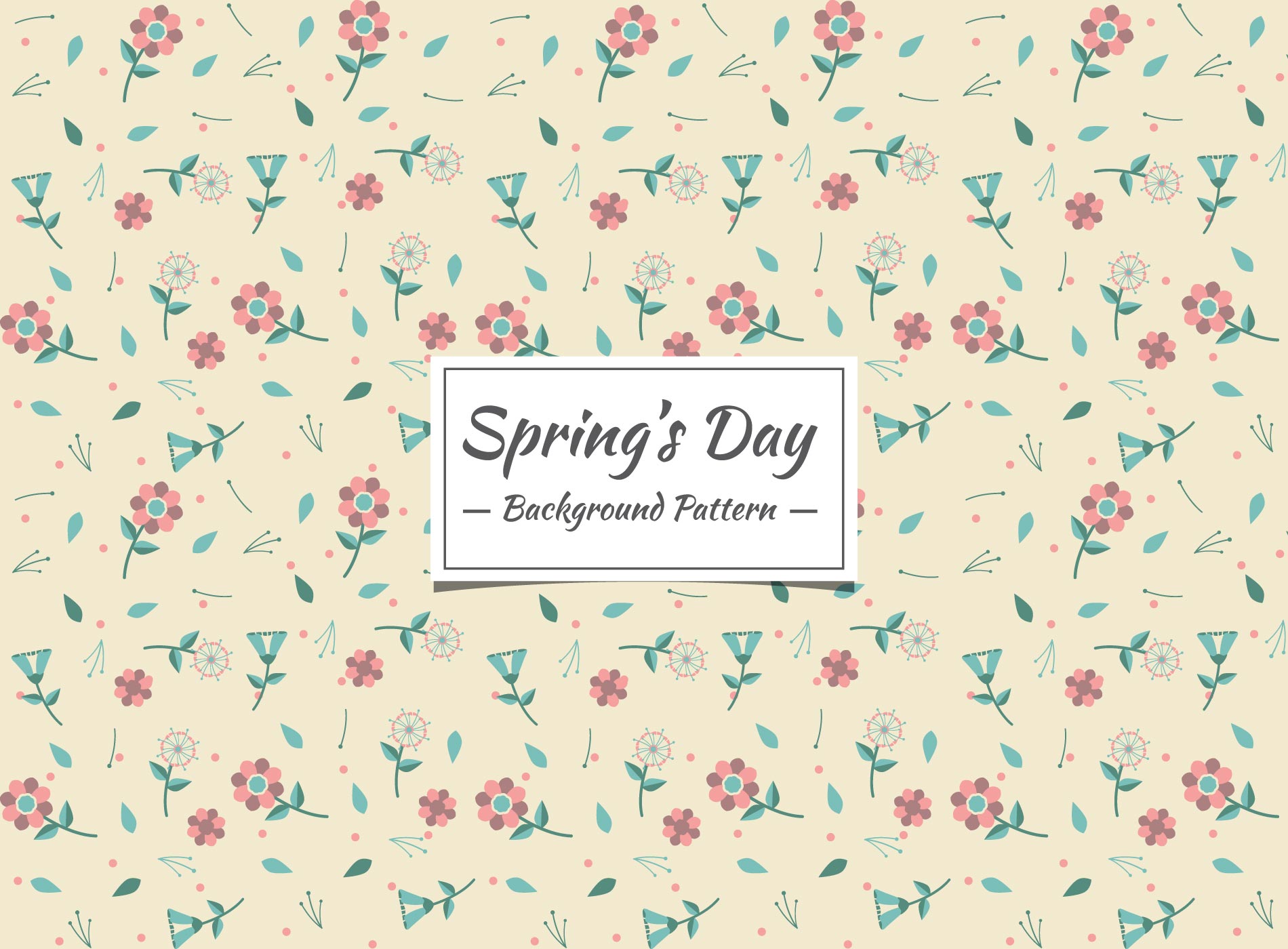 Spring seamless pattern with geometric flowers and leaves 672694 Vector ...