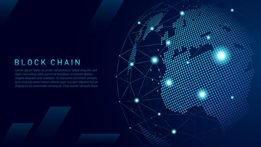 Blockchain technology with global connection concept  vector