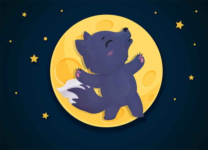 Werewolf cartoon that transforms into a fox on the full moon night. vector