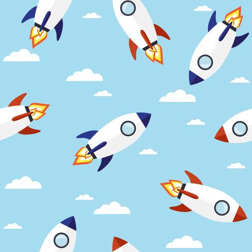 Rocket seamless pattern vector